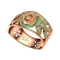 Taşlı Gül Bilezik - Sitrin ve yeşil kuvars 8 ayar rose altın bilezik #29ze9v