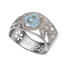 Taşlı Gül Bilezik - Akuamarin ve dumanlı kuvars 8 ayar beyaz altın bilezik #2rgp6g