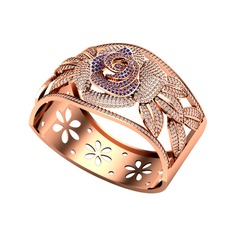 Taşlı Gül Bilezik - Lab safir ve pırlanta 14 ayar rose altın bilezik (7.15 karat) #2svwlf