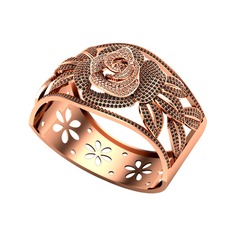 Taşlı Gül Bilezik - Dumanlı kuvars ve siyah zirkon 14 ayar rose altın bilezik #3a0i5y