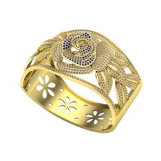 Taşlı Gül Bilezik - Lab safir ve dumanlı kuvars 14 ayar altın bilezik #4sh8ec