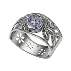 Taşlı Gül Bilezik - Lab safir ve siyah zirkon 925 ayar gümüş bilezik #4y1tna