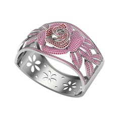 Garnet ve rodolit garnet 18 ayar beyaz altın bilezik