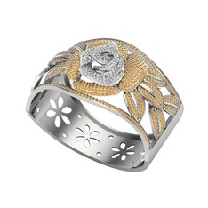 Taşlı Gül Bilezik - Swarovski ve sitrin 14 ayar beyaz altın bilezik #6uplfs