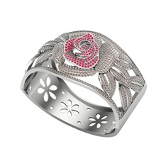 Kök yakut ve dumanlı kuvars 18 ayar beyaz altın bilezik