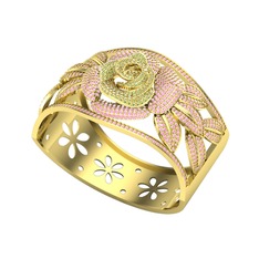 Peridot ve pembe kuvars 925 ayar altın kaplama gümüş bilezik