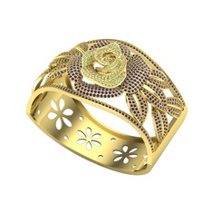 Taşlı Gül Bilezik - Peridot ve ametist 925 ayar altın kaplama gümüş bilezik #9hvnsd