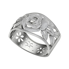 Taşlı Gül Bilezik - Pırlanta ve swarovski 8 ayar beyaz altın bilezik (3.85 karat) #9win8u