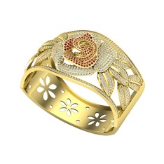 Garnet ve swarovski 8 ayar altın bilezik