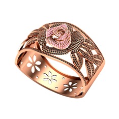 Pembe kuvars ve siyah zirkon 18 ayar rose altın bilezik