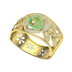 Kök zümrüt ve swarovski 8 ayar altın bilezik