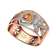 Taşlı Gül Bilezik - Sitrin ve akuamarin 14 ayar rose altın bilezik #b2mikv