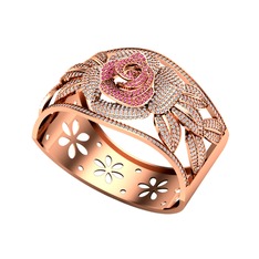 Taşlı Gül Bilezik - Rodolit garnet ve swarovski 14 ayar rose altın bilezik #b4k98s