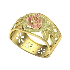 Taşlı Gül Bilezik - Rodolit garnet ve peridot 8 ayar altın bilezik #b4x0ei