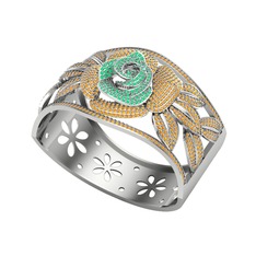 Kök zümrüt ve sitrin 925 ayar gümüş bilezik