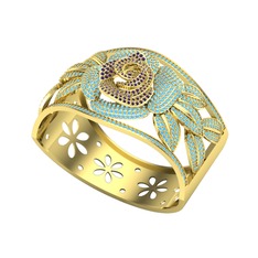 Taşlı Gül Bilezik - Ametist ve akuamarin 8 ayar altın bilezik #bxd9u4