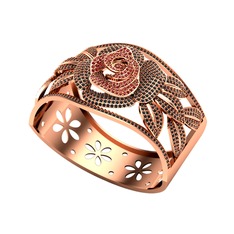 Garnet ve siyah zirkon 18 ayar rose altın bilezik