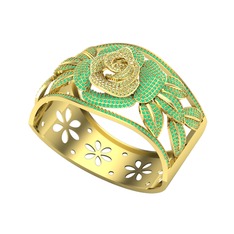 Taşlı Gül Bilezik - Peridot ve kök zümrüt 14 ayar altın bilezik #cjghl8