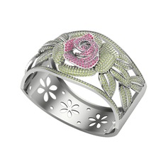 Taşlı Gül Bilezik - Rodolit garnet ve peridot 925 ayar gümüş bilezik #d4jn83