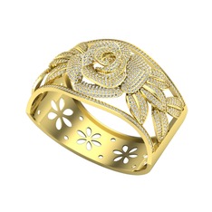 Taşlı Gül Bilezik - Swarovski ve beyaz zirkon 14 ayar altın bilezik #e21coj
