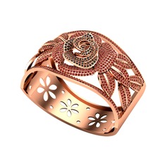 Taşlı Gül Bilezik - Siyah zirkon ve garnet 18 ayar rose altın bilezik #eh332n