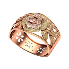 Taşlı Gül Bilezik - Pırlanta ve peridot 8 ayar rose altın bilezik (3.85 karat) #h76whc