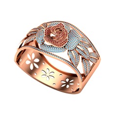Taşlı Gül Bilezik - Garnet ve akuamarin 14 ayar rose altın bilezik #idgixr