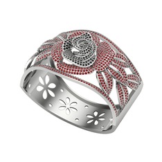 Siyah zirkon ve garnet 18 ayar beyaz altın bilezik