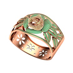 Taşlı Gül Bilezik - Peridot ve kök zümrüt 925 ayar rose altın kaplama gümüş bilezik #ixvete