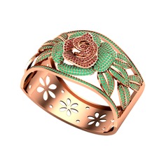 Taşlı Gül Bilezik - Garnet ve kök zümrüt 8 ayar rose altın bilezik #jkqzcl
