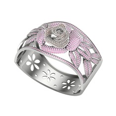 Taşlı Gül Bilezik - Dumanlı kuvars ve pembe kuvars 925 ayar gümüş bilezik #lpk4mv