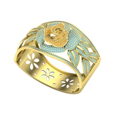 Taşlı Gül Bilezik - Sitrin ve akuamarin 8 ayar altın bilezik #lt418h