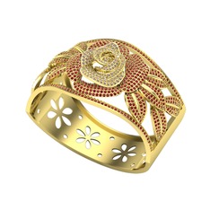 Taşlı Gül Bilezik - Dumanlı kuvars ve garnet 925 ayar altın kaplama gümüş bilezik #nevqp5