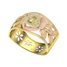 Swarovski ve pembe kuvars 18 ayar altın bilezik