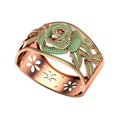 Yeşil kuvars 925 ayar rose altın kaplama gümüş bilezik