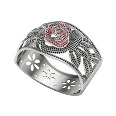 Taşlı Gül Bilezik - Garnet ve siyah zirkon 18 ayar beyaz altın bilezik #phu8my