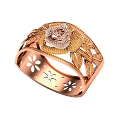 Taşlı Gül Bilezik - Pırlanta ve sitrin 8 ayar rose altın bilezik (3.85 karat) #pk2k12