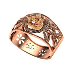 Taşlı Gül Bilezik - Sitrin ve siyah zirkon 8 ayar rose altın bilezik #pqdeam