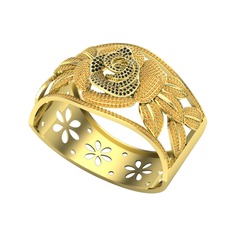 Taşlı Gül Bilezik - Siyah zirkon ve sitrin 14 ayar altın bilezik #qq87qq