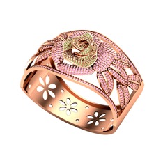 Taşlı Gül Bilezik - Peridot ve pembe kuvars 8 ayar rose altın bilezik #qzukhx