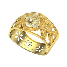 Taşlı Gül Bilezik - Beyaz zirkon ve sitrin 14 ayar altın bilezik #r5ovfz