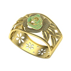 Taşlı Gül Bilezik - Yeşil kuvars ve siyah zirkon 925 ayar altın kaplama gümüş bilezik #rwhfuu