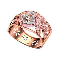 Akuamarin ve pembe kuvars 925 ayar rose altın kaplama gümüş bilezik