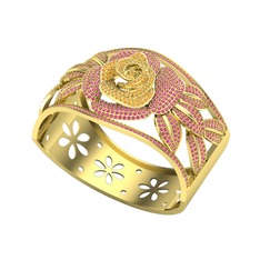 Taşlı Gül Bilezik - Sitrin ve rodolit garnet 925 ayar altın kaplama gümüş bilezik #t00wsz