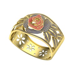 Taşlı Gül Bilezik - Kök yakut ve lab safir 14 ayar altın bilezik #v3uv56