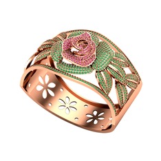 Rodolit garnet ve yeşil kuvars 18 ayar rose altın bilezik