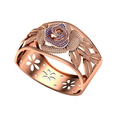 Taşlı Gül Bilezik - Lab safir ve dumanlı kuvars 925 ayar rose altın kaplama gümüş bilezik #xcqpsa