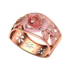 Taşlı Gül Bilezik - Kök yakut ve pembe kuvars 18 ayar rose altın bilezik #xd57ys