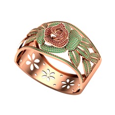 Garnet ve yeşil kuvars 18 ayar rose altın bilezik