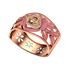 Peridot ve rodolit garnet 8 ayar rose altın bilezik